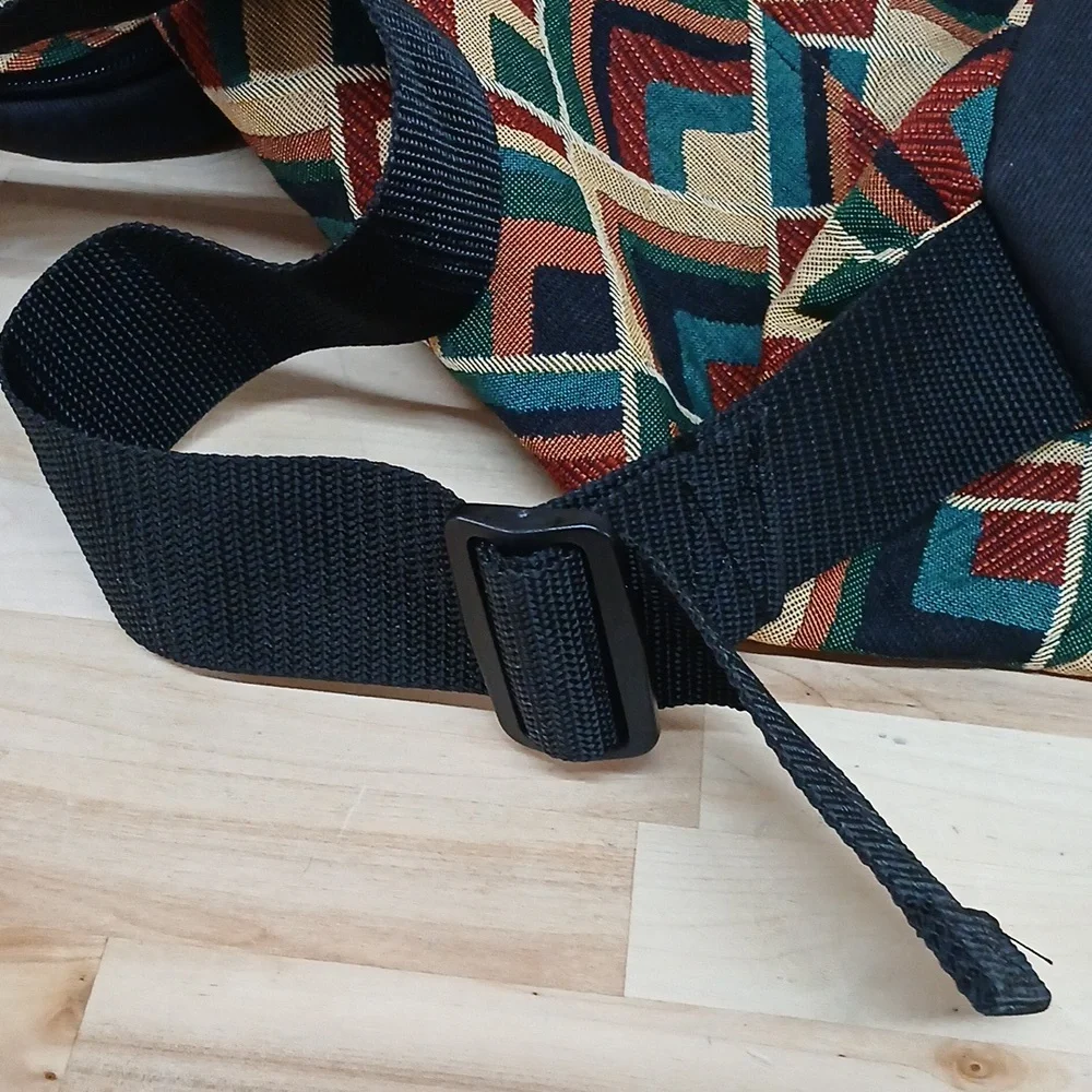 DrumStuff By Mosa Geometric Canvas Duffel Bag in Teal, Rust & Cream